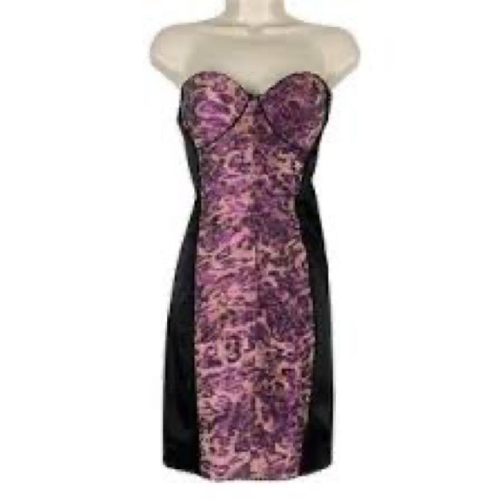 Purple And Black Women's Wiggle Strapless Dress